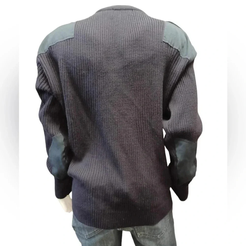 Cobmex Military V Neck Commando Blue/Black Ribbed Sweater Size 2X - Picture 4 of 12